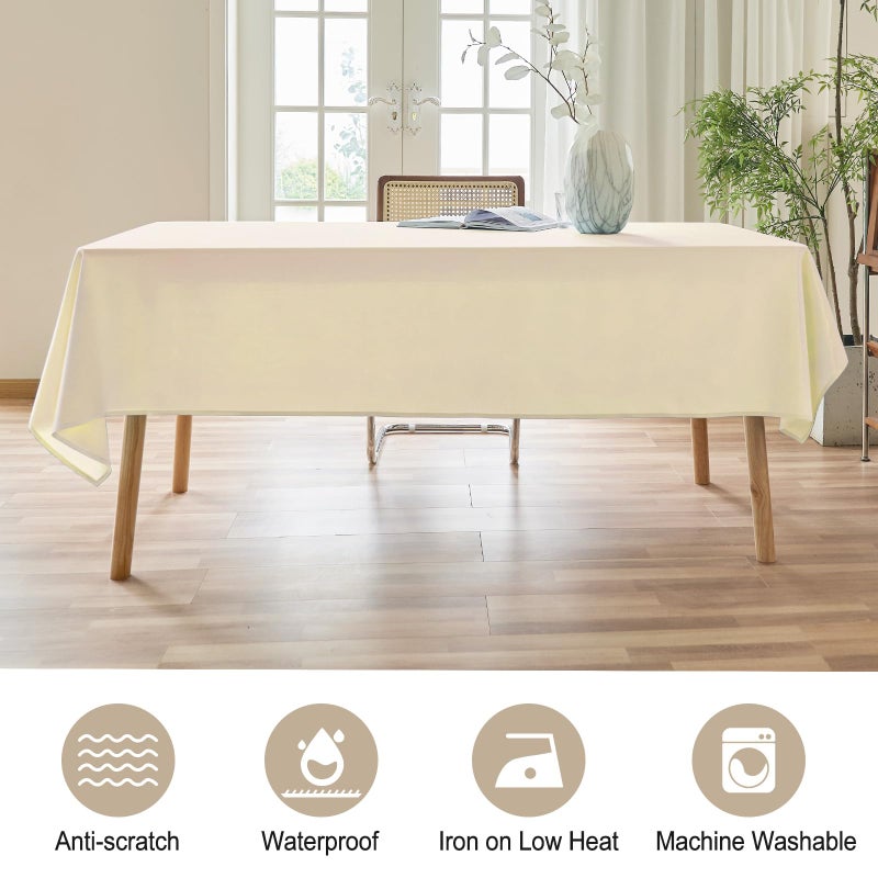 AUSSPVOCT Textured Tablecloth Rectangle 52x70 Water Resistant Spill-Proof Wipeable Cream Table Cloth Wrinkle Free Fabric Dining Table Cover for Thanksgiving Fall Party Farmhouse Kitchen Decor - Image 3